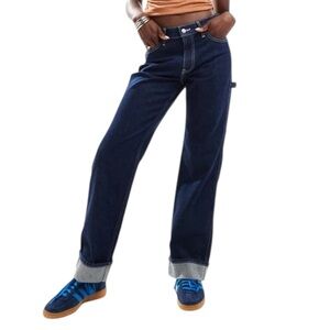 Abercrombie & Fitch Baggy Low Rise Carpenter Jean size 2 Short in Dark Indigo